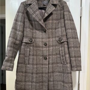 Gallery Women's Brown Plaid Trench Coat